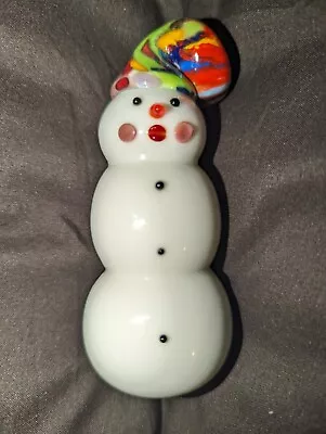 Vitrix Hot Glass Studio Snowman Art Figurine Signed Whimsical - 2003 • $74.95