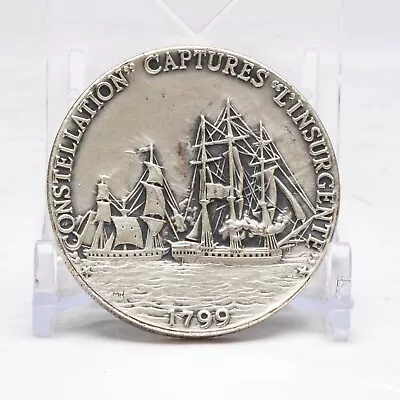 US Frigate Constellation Captures L'Insurgente Danbury Mint Medal .925 Silver #2 • $49.95