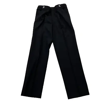 FWI Adjustable Pleated Tuxedo Pants 32x32 Mens 31R Worsted Wool Black MetalCinch • $15.96