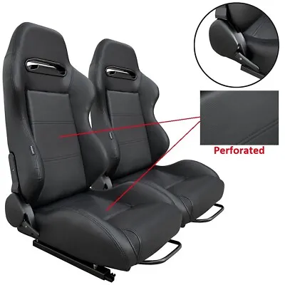 2 X Tanaka Perforated Pvc Leather Racing Seat Reclinable + Sliders For Pontiac * • $319.99