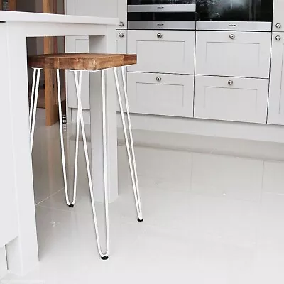 Set Of 4 Industrial Retro Hairpin Table Legs 12mm Steel - 71cm White • $87.95