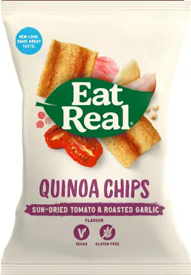 Eat Real Quinoa Chips -Sun-Dried Tomato & Roasted Garlic 10 X 80g Pkts FULL CASE • £15