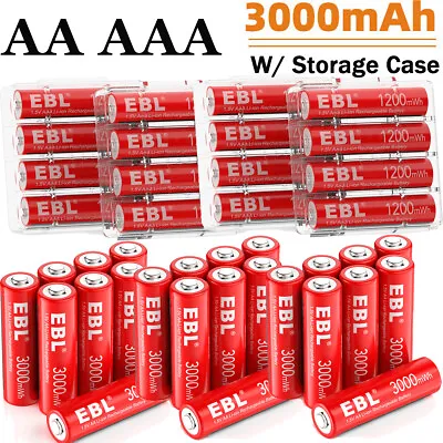 EBL 1.5V Rechargeable AA AAA Li-ion Lithium Batteries 1200 / 3000mwh Lot • $10.89