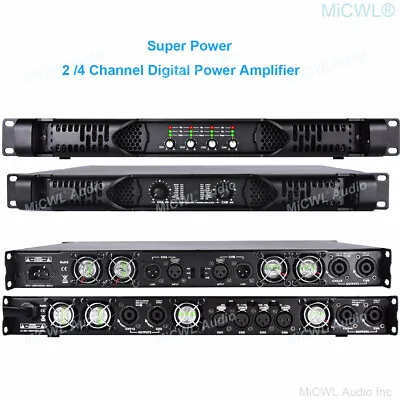 Digital Power Amplifier 2 Ch 5200W Speaker AMP 4 Ch 10k Watt Bridging Function • £548