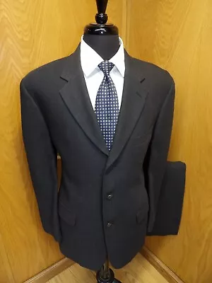 Alfani Mens Suit 40r 33 X 30 Black Micro Weave 100% Wool Marzotto  L#8 • $39.99