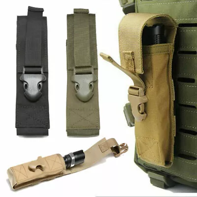 Tactical Molle Flashlight Torch Pouch Holder Knife Holster Waist Pack Belt Bag • £6.59