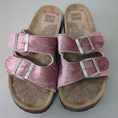 Women's MukLuks Slip On Sandals Pink Velvet Size 9 • $22.50
