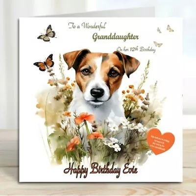 Personalised Birthday Card Jack Russel In A Bed Of Flowers • £2.75