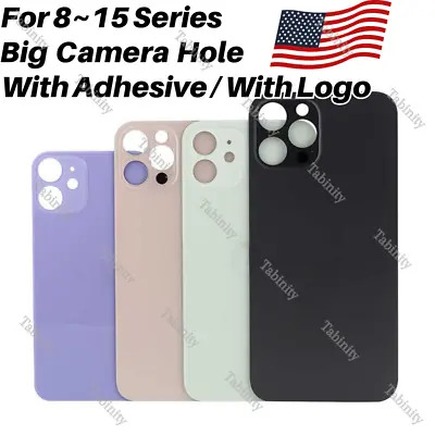 For IPhone 15 14 13 12 11 Pro XR XS X 8 Back Glass Rear Replacement Big Hole Lot • $18.55