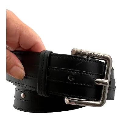 Burberry Belt Mens Black Leather Studded Italy 36/90 • $99