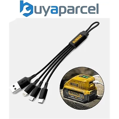 £11.49 • Buy Dewalt 3 In 1 Multi Head USB Charger Charging Cable IPhone Android Micro USB Car