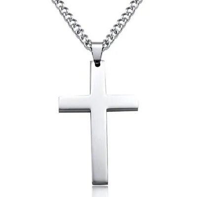 Metal Black Rosary Cross Pendant Long Chain Men Women Girl Necklace Fashion Gift • £3.59