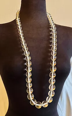 VTG Statement Flashy Necklace Lucite Long Translucent Beaded Massive Runway • $45