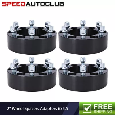 4x 2 Inch 6x5.5 To 6x5.5 For Chevy & GMC Black Wheel Spacers 14x1.5 Studs 6 Lugs • $69.95