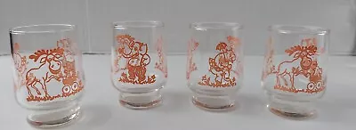 4 Vintage 4 Oz. Swanky Swig Type Glasses W/ Moose Hippo & Elephant • $19.99