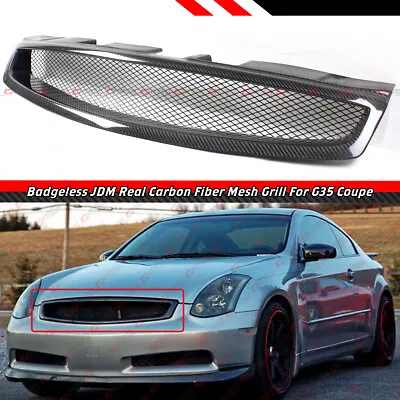 For 2003-07 Infiniti G35 2dr Coupe V35 Real Carbon Fiber Front Mesh Grill Grille • $153.99