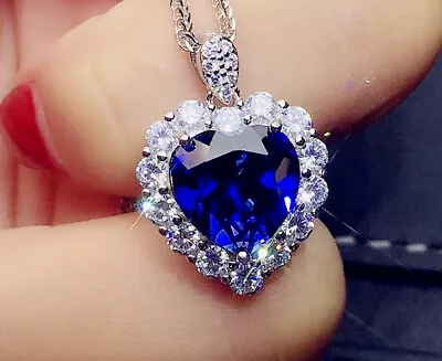 £3.95 • Buy Heart Crystal Stone Pendant 925 Sterling Silver Chain Necklace Womens Jewellery