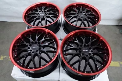 Kudo Racing Revolution 17x7.5 5x100 5x114.3 Black Red Wheels Rims Civic Accord • $709