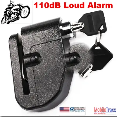 110 DB  Motorcycle Alarm-Anti Theft Wheel Disc Brake Lock/2 Round Security Keys • $24.77