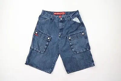 Vintage Streetwear Mens 34 Distressed Baggy Big Pocket Denim Cargo Shorts Jorts • $71.95