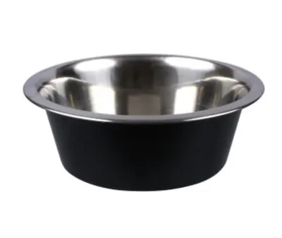 Large Dog Bowl NON-SKID Black & Stainless Steel 8in 52oz Food / Water Dish • $9.99