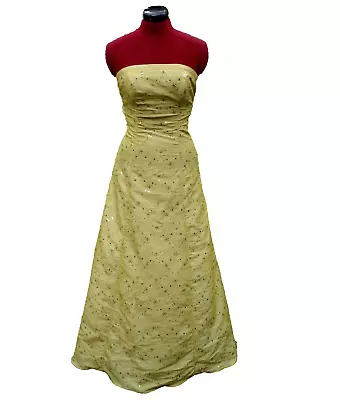 ZUM ZUM BY NIKI LAVAS Yellow & Gold Strapless Lace Up Ball Gown Dress - Size 6/8 • £12