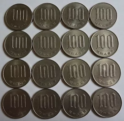 $39.99 • Buy Yr. 42-57 (1967-1982) JAPAN, 100 YEN, COMPLETE DATE RUN, SCARCE LOT OF 16 COINS