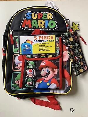SUPER MARIO 5-piece Backpack Set (backpack Lunch Bag Pencil Bag +) • $25.99