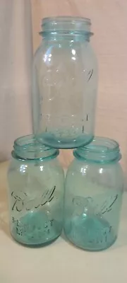 3 Vintage Green Ball Canning Jars Perfect Mason Quart • $12.97