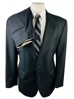 Jos. A. Bank Mens 41R Black Super Soft 100% Wool USA 2 Piece Suit W/Pants 33x30 • $124.98