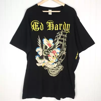 Eagle Tattoo Mens Ed Hardy Graphic T-Shirt Black 100% Cotton Big & Tall 4XL • $74.99