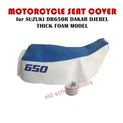 $87.25 • Buy Motorcycle Seat Cover Suzuki Dr650r Dr650 R Dakar Djebel Blue White Thick Foam
