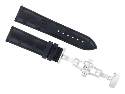 22mm Leather Watch Band Strap Deployment Clasp For Patek Phillipe Watch Black • $29.95