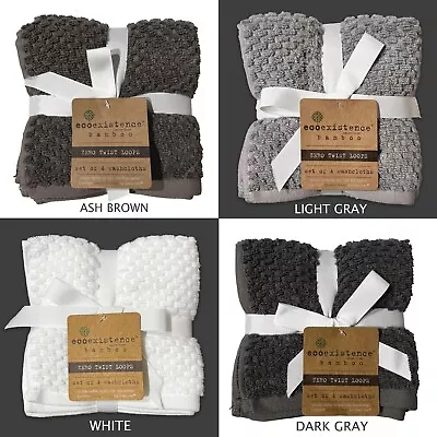 SET OF 4 New Ecoexistence Bamboo Rayon Washcloths Ashen Brown Gray Dk Gray Whtie • $16.99