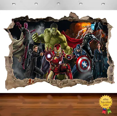 Marvel Avengers Super Heros Hulk 3d Smashed Wall View Sticker Poster Vinyl 662 • £13.99