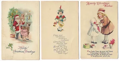 6 Vintage Christmas Children And Santa Claus Post Cards Artist Drawn Snow Sled • $4.25