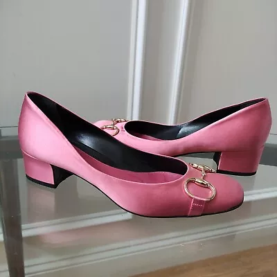 Gucci Horsebit Pink Satin Low Heel Pumps Women's Size 8.5B • $320