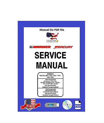 Mercury/Mariner Service Manual 105/140 Jet 135150175200225hp PDF • $14.95