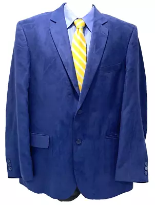 John Blair Sport Coat PolySUEDE Style USA ROYAL BLUE 44R BLAZER SUITE JACKET • $85.50