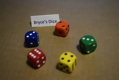 NEW 5 Mixed Color Lot Of Red Orange Green Blue Yellow Gaming Dice Set 16mm D6 • $5.99