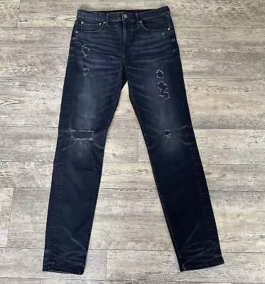American Eagle ATHLETIC FIT Mens Size 33x34 Black Distressed Jeans Denim Pants • $24.99