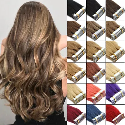 Tape In Hair Extensions Human Hair Remy Invisible Skin Weft Balayage Thick 200g • $30