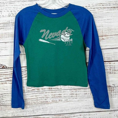 £20.71 • Buy Topshop Nevada Green And Blue Graphic Baseball Tee Crop Top, NWT, Size 10