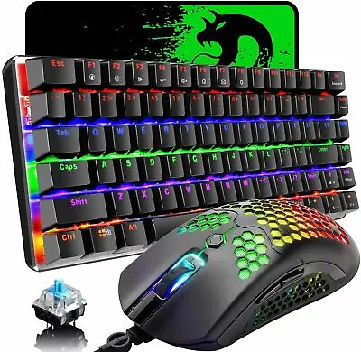 $56.99 • Buy AU Mechanical Gaming Keyboard Rainbow LED Backlit + Lightweight Mouse For Gamer