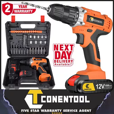CONENTOOL Cordless Drills 12V Electric Drill Driver Set With Charger And Battery • £20.99