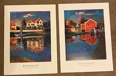 Max Hayslette Lithograph Italy 1996  Winn Devon Art River Landscape I-II Lot X2 • $85