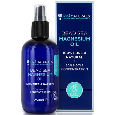 PraNaturals Dead Sea Magnesium Oil 250ml 100% Pure Natural Soothes Muscle Cramps • £13.99