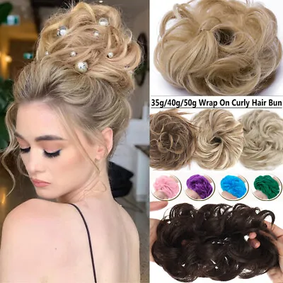 UK Curly Messy Bun Hair Piece Scrunchie Updo Extensions Real As Human Balayage • £5.98