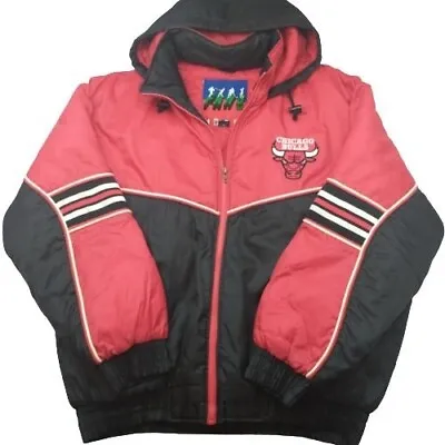 Chicago Bulls Jacket Mens XL Red Puffer Jacket Coat Jordan Fan Gear Vintage 90s • $87.97