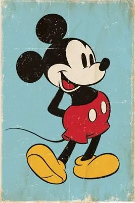 DISNEY MICKEY MOUSE CLASSIC POSE ANTIQUE STYLE POSTER 24x36 NEW FREE SHIPPING • $11.99